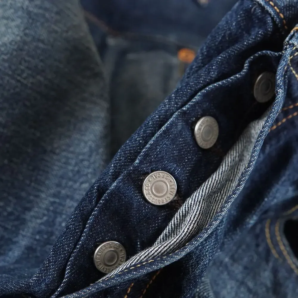 Levis 501 Original Fit Selvedge Blue Button Fly Straight Leg Jeans Sz 32 x 32